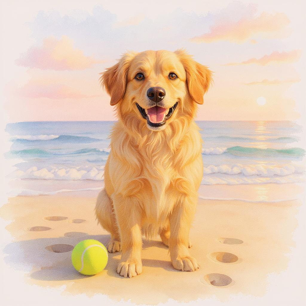 Golden Retriever Beach Portrait