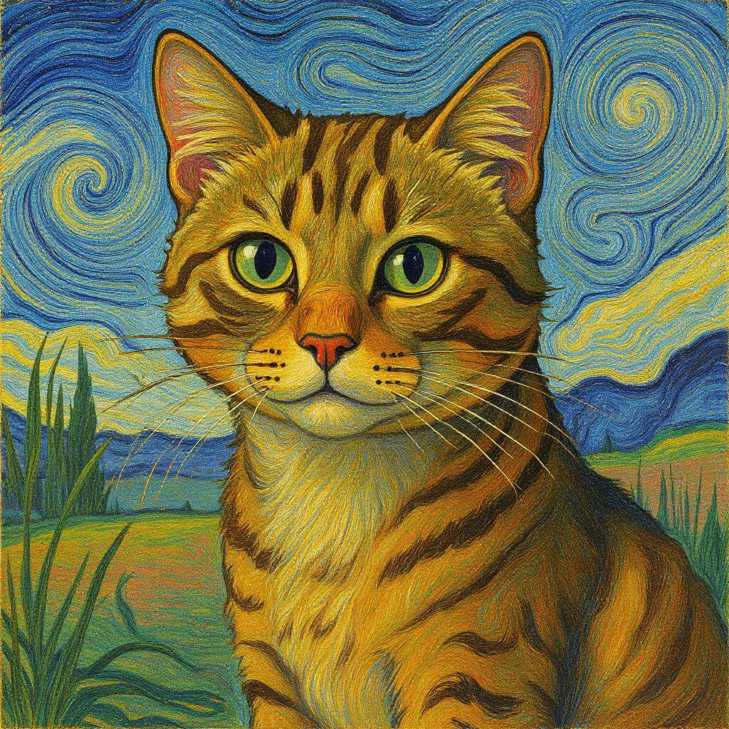 Van Gogh Style Cat Portrait