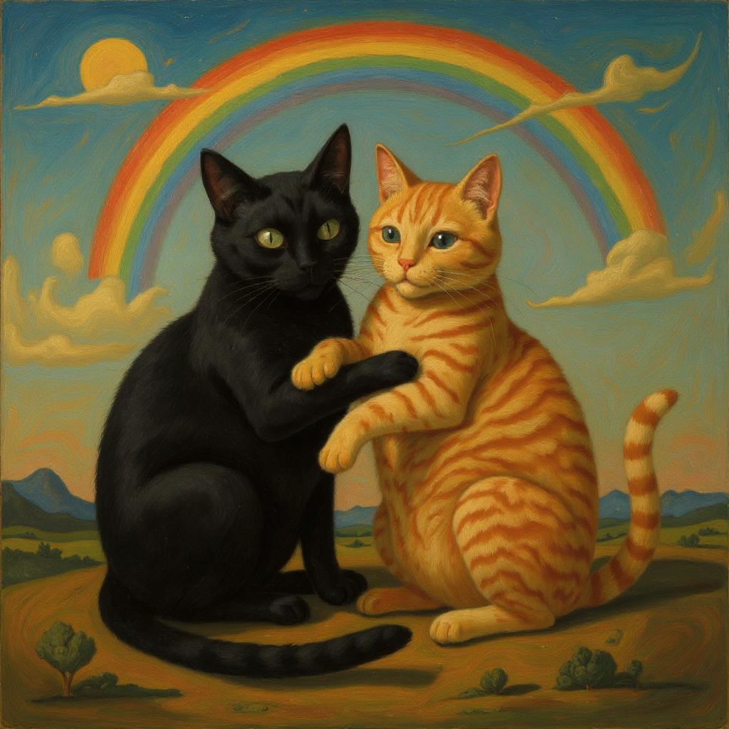 Two Cats Under Rainbow